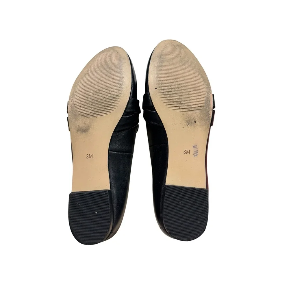 Talbots Black Leather Twisted Vamp Loafers Almond Toe Flats Womens Size 8M - Picture 5 of 5